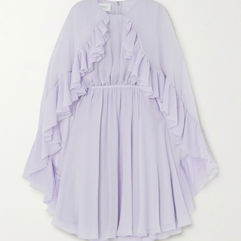 Giambattista Valli Ruffle-Trim Pleated Silk Dress - Picture 2 of 4